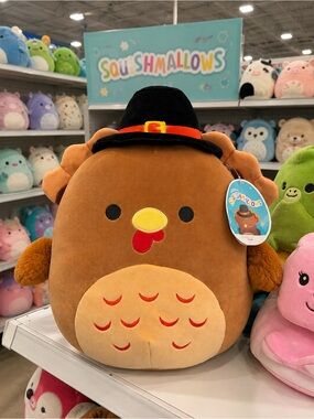 Squishmallows Thanksgiving Turkey Plush Pilgrim Hat NWT Collectible
